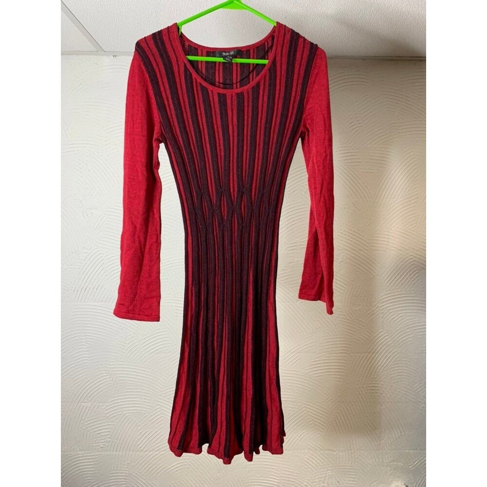 Style and Co Red and Black Bell Sleeve Dress